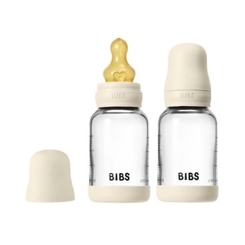BIBS Glass Baby Bottle 4oz Latex 2-Pack Ivory | Slow Flow – Bibsworld store US