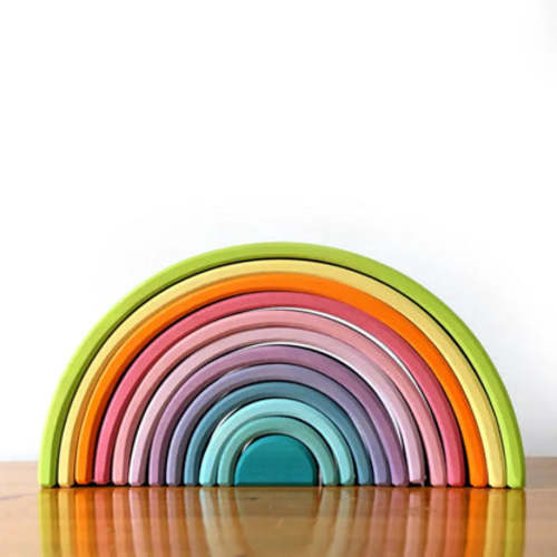 Pastel colored wooden stackable rainbow - kinderhuis