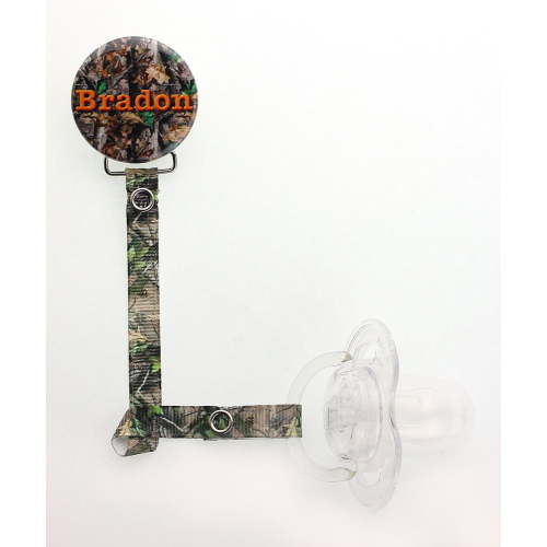 Personalized Name Camo Unisex Pacifier Clip