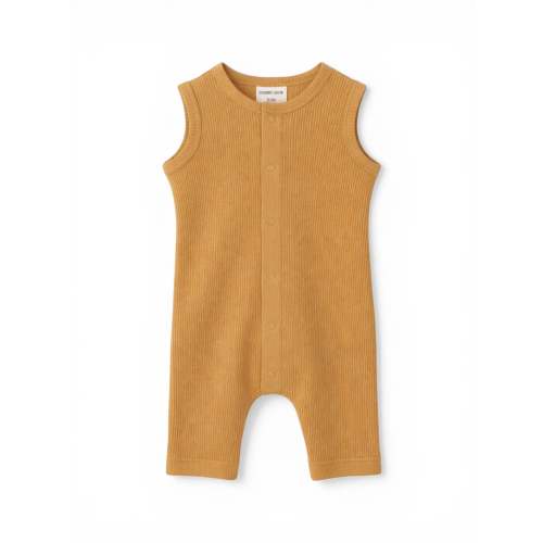 Organic Waffle Easy Romper, Honey