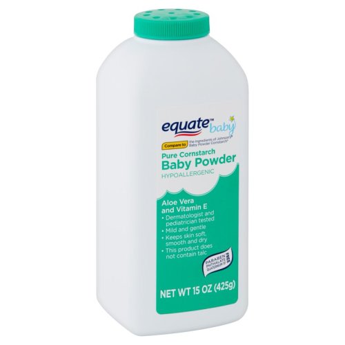 Equate Baby Aloe Vera and Vitamin E Hypoallergenic Pure Cornstarch Baby Powder, 15 oz
