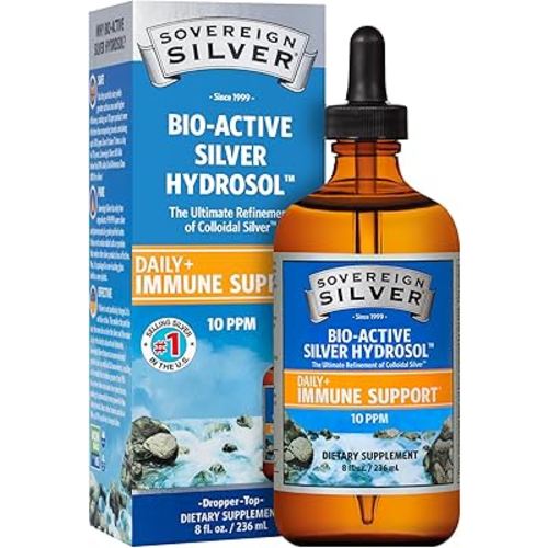 Sovereign Silver Immune Support - Colloidal Silver, Bio-Active Silver Hydrosol, 10 ppm, Liquid Dropper, 8 Fl Oz, (236 mL)
