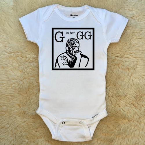 G is for GG, Baby Onesies®, Punk Rock Hardcore Metal Weird GG Allin Bodysuit, Unisex Infant Newborn Toddler Baby Shower Gift
