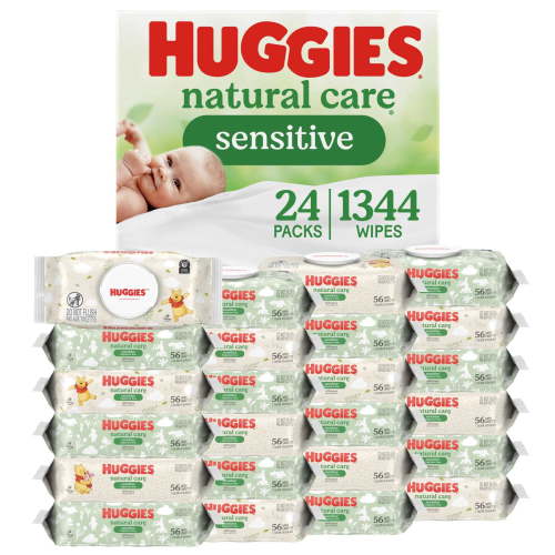 Huggies Natural Care Sensitive Fragrance-Free Baby Wipes, Unscented Wipes, 24 Packs, 1344 Wipes