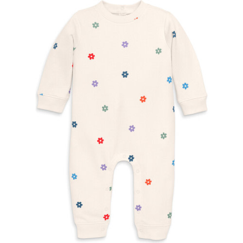 Baby Sweatshirt Romper In Oat Blooms, Oat Multi Florals - Primary | Maisonette