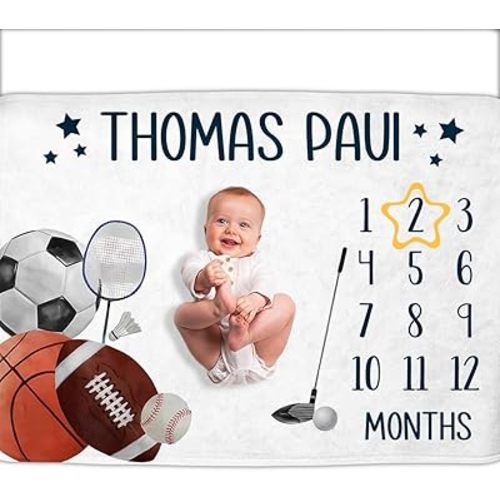 OLIVE OLIVIA Personalized Monthly Baby Milestone Blanket, Baby Months Blanket, Perfect Custom Newborn Gifts,30"x40"