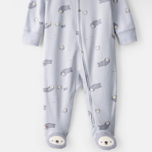 Baby Otter Print 100% Cotton Long-Sleeve Snug Fit Sleep & Play Pajamas - Blue | Carter's