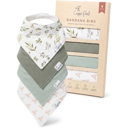 Copper Pearl Baby Bibs 4 Pack & 6 Pack, Bandana Drool Bibs for Baby Girl & Boy, Soft Cotton Bibs for Drooling and Teething