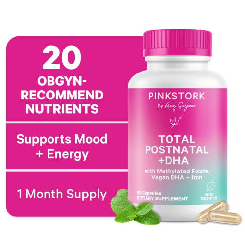 Pink Stork, Postnatal Multivitamin, 60ct, Vegan DHA Iron Folate B12