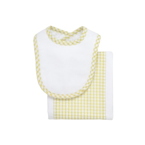 Big Check Drooler Bib & Burp Set, One Size