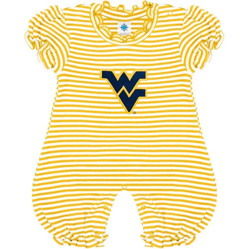Creative Knitwear College Baby Striped Puff Sleeve Romper - Team Logo, Many Colors, for Girls (Newborn-12 Months)