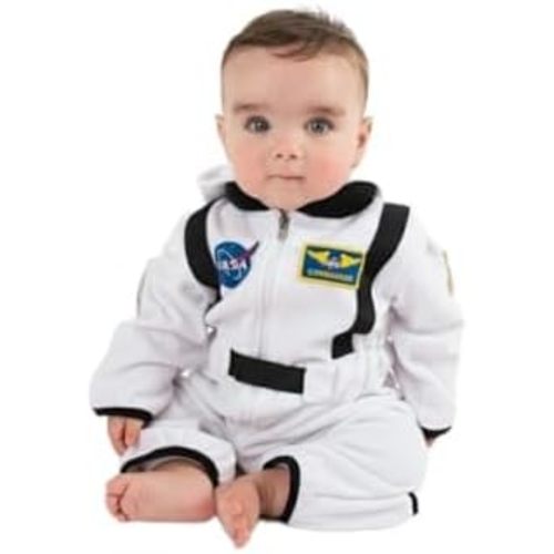 Cuddle Club Astronaut Fleece Baby Bunting Bodysuit, Hood, Convertible Mittens, Booties, Zipper, Breathable NASA Baby Romper