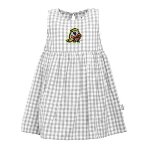 Girls Infant 6 mo Garb Gray Oregon Ducks Loren Gingham Dress