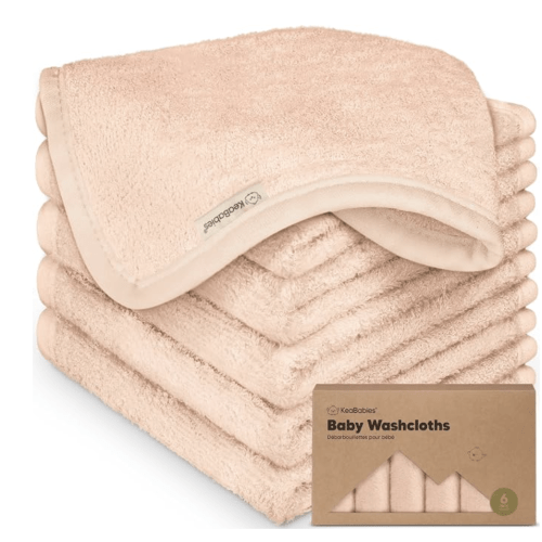 6-Pack Baby Washcloths, Soft Absorbent Washcloths for Face, Body (Peachy) | Viscose from Bamboo Washcloths, Baby Towels, Newborn, Kids, Toddlers, Infant, Gentle on Sensitive Skin, 10x10, Reusable