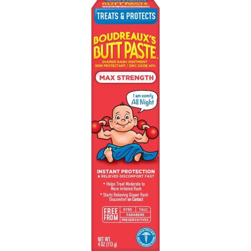 Boudreaux’s Butt Paste Maximum Strength Diaper Rash Cream, 4 Oz