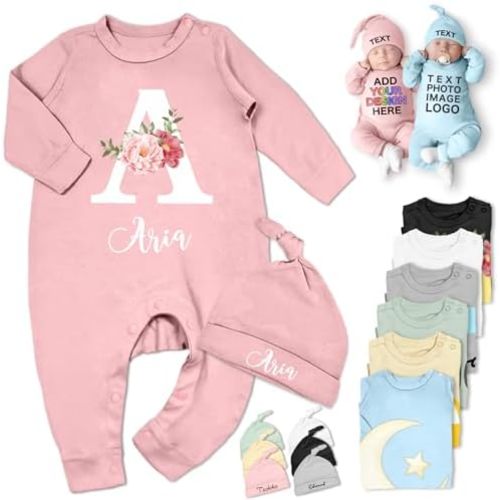 Custom Baby Bodysuit Personalized Newborn Long Sleeve Rompers with Name Image Customized Coming Home Outfit for Boy Girl