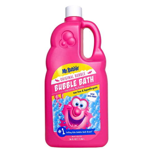 Mr. Bubble Bubble Bath 36 fl oz with hypoallergenic, tear-free formula, Aloe, Vitamin E, bubblegum scent