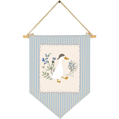 Silly Goose Theme Nursery Baby Room Playroom Kids Room Wall Decoration-Baby,Shower,Birthday Christmas Gift for Girls Kid Teen-Canvas Hanging Flag Banner Pennant Wall Sign Decor