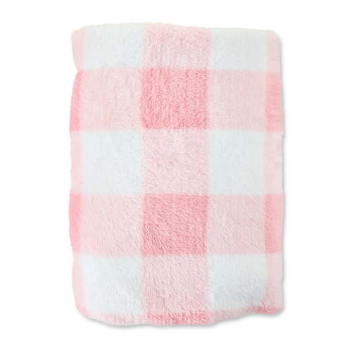Parent's Choice Pink and White Gingham Plush Baby Blanket
