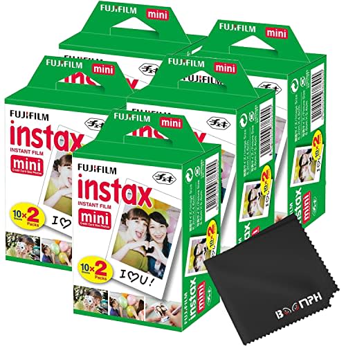 Fujifilm Instax Mini Instant Camera Film: 100 Shoots Total, (10 Sheets x 10) - Capture Memories Anytime, Anywhere-Boomph's Comprehensive Ultimate Performance Cloth Solution for Perfect Picture Quality