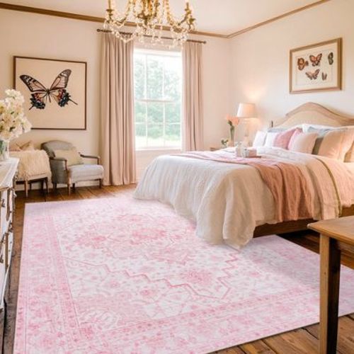 LOVEVOOK Vintage Floral Area Rugs for Living Room Bedroom, Soft Washable Boho Printed Rug for Indoor Non Slip Carpet for Dining Room Home Decor