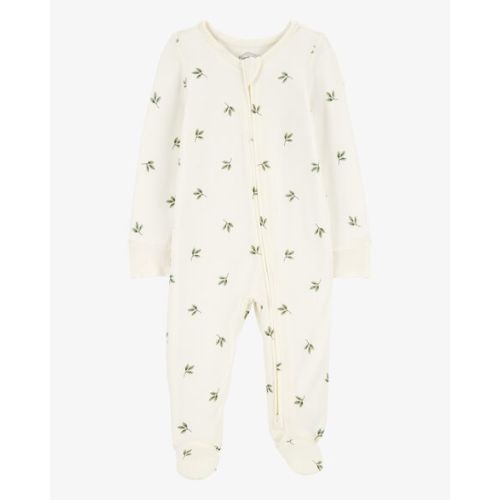 Baby Leaf Print Zip-Up PurelySoft Sleep & Play Pajamas (3M)