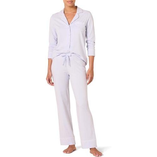 Amazon Essentials womens Cotton Modal Long-Sleeve Shirt and Full-Length Bottom Pajama Set