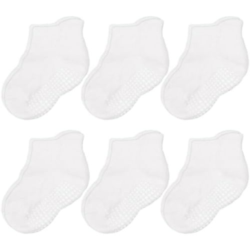 CozyWay Baby & Toddler Socks with Grippers Non Slip Ankle Grip Socks For Boys and Girls - Comfy Soft Cotton - 6 Pack