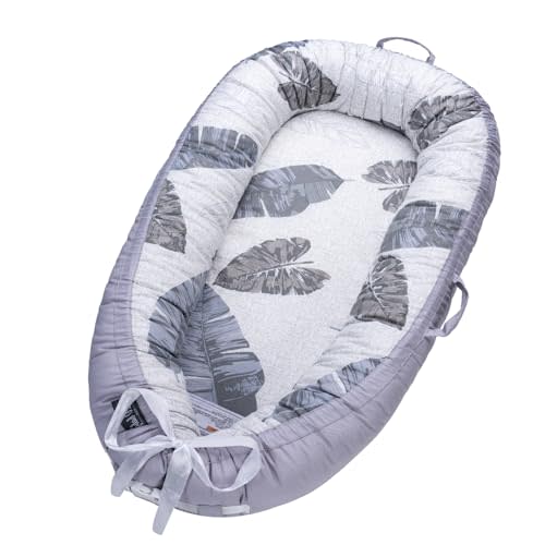 Infant Support Cushions | Baby Lounger | Organic Cotton Infant Lounger | Reversible, Adjustable & Portable Floor Lounger | Supervised Use | Soft, Breathable, Washable Cover(Leaf)