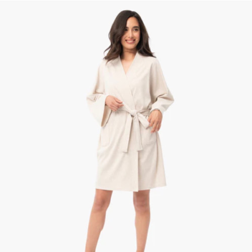 Organic Short Lounge Robe - Oatmeal · Under The Canopy