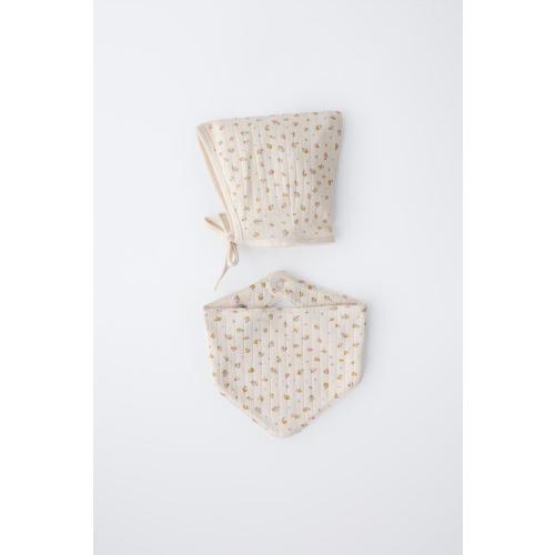 FLORAL BONNET AND BANDANA PACK - Ecru | ZARA United States