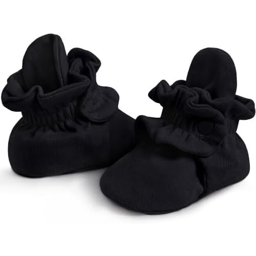 Pro Goleem Baby Booties 100% Cotton, Stay-On Adjustable Non-Slip Sock Shoes