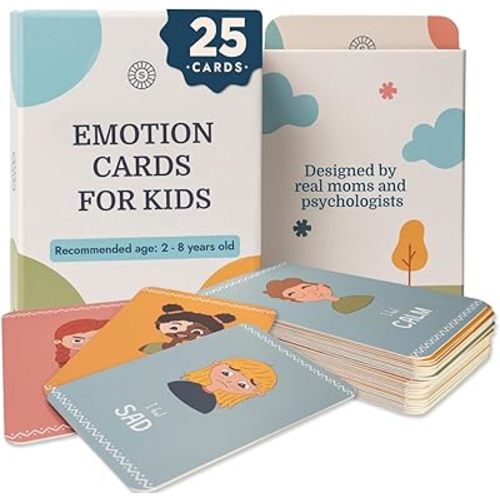 Samma Sati Emotion Flashcards – 25 Emotion Cards for Toddlers - Help Toddlers Identify Emotions – Emotion Cards for Kids – Fun Illustrations Mixed Emotions Card Deck & Feelings Card - 2-8 Years