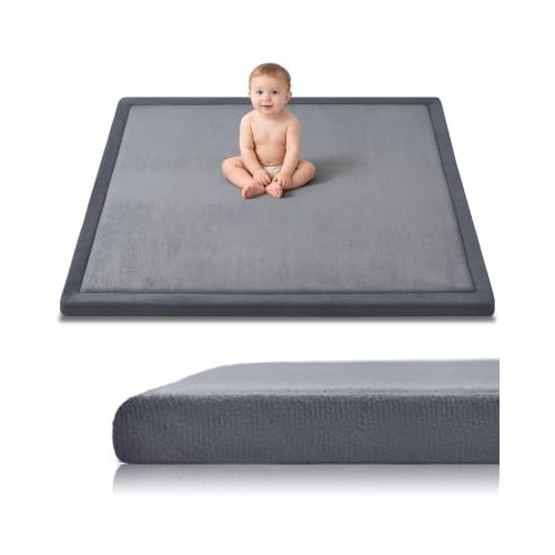 Baby Play Mat for Floor,1.2"Thick Memory Foam 50"×50" Playpen Mat for Kids | Ultra Soft Crawling Baby Floor Mat Playmat for Toddlers Infant Kids,Sleep Babies Rug,Tummy Time,Baby Mattress,Non-Slip(Gray)
