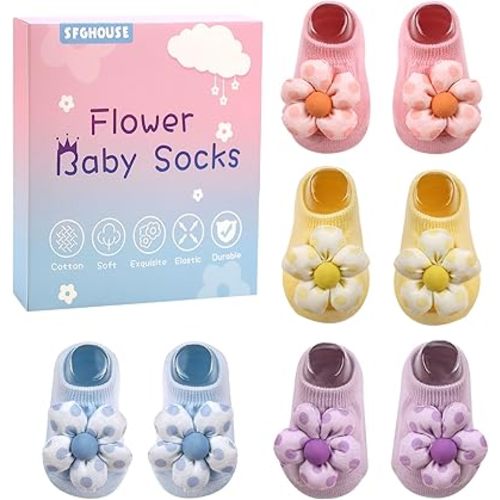 SFGHOUSE Baby Girls Socks Gifts for Newborn Infant Toddler Non-Slip Grips for Babies Princess Low Cut Ankle Socks
