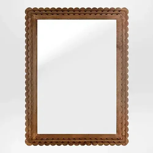 Scalloped Savannah Rectangle Wall Mirror In Brown