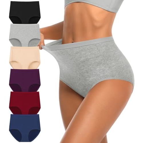 OLIKEME Womens Cotton Underwear High Waisted Postpartum C Section Panties Soft Stretch Breathable Full Coverage Briefs 6 Pack