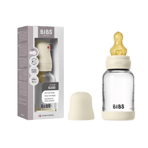 Bibs Glass Bottle Latex 120 Ml Slow Flow Ivory