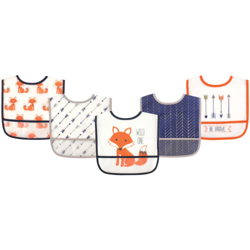 Hudson Baby Waterproof PEVA Bibs, Fox