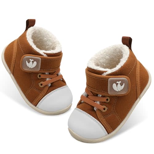 FEETCITY Baby Boots Boys Girls Infant Slippers Cozy Fleece Boots First Walking Shoes Warm Socks Newborn Crib Shoes