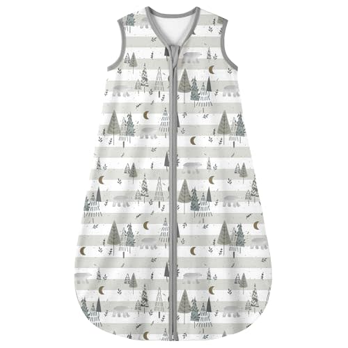 Yoofoss Baby Sleep Sack 6-12 Months 0.5 TOG Baby Wearable Blanket, 100% Organic Cotton Infant Toddler Sleeping Sack 2-Way Zipper Lightweight Sleep Sack, Grizzly