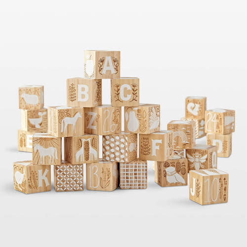 Etched Wooden Baby Blocks