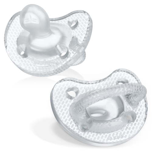 Chicco PhysioForma® Luxe One-Piece Silicone Pacifier, 6-16 Months, 2pk - Clear, New