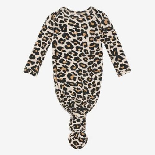 Infant Lana Leopard Basic Knotted Gown - Posh Peanut
