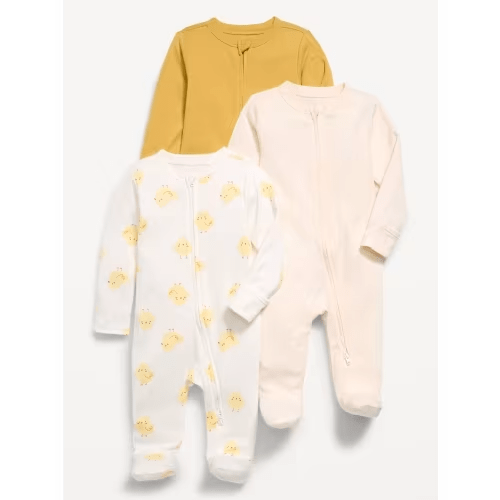 2-Way-Zip Sleep & Play Footed One-Piece 3-Pack for Baby