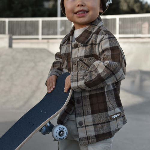Ashford Shacket Umber | Kids Brown Plaid Shacket | Rad Tod