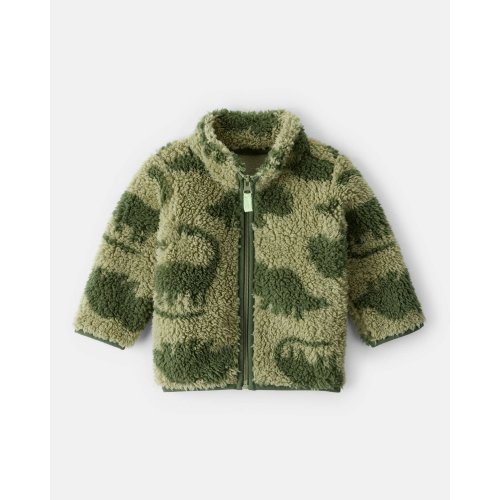 Baby Boy Dinosaur Sherpa Zip-Up Jacket - Green | Carter's