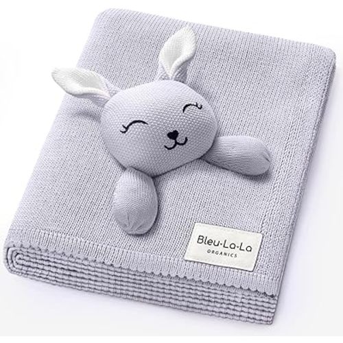 Blanket Lovey 100% Organic Cotton Baby Blanket with Comfort Lovey, Soft Security Blanket for Newborns & Toddlers (Bear - Milk Chocolate)