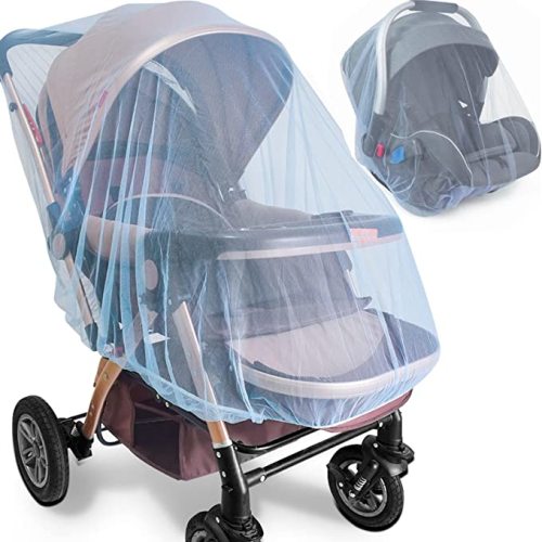 Baby Stroller Mosquito Net (2 Pack) - Durable Mesh Protection for Bassinets, Cradles, Playards, Pack N Plays & Portable Mini Cribs | Breathable Universal Fit Insect Barrier (Black)