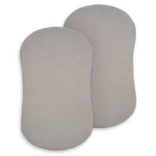 HALO 2pk 100% Organic Muslin BassiNest Fitted Sheets - Storm Gray